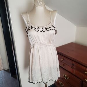 Silk Nightie With Black Scalloped Trim - Feather Bone Size Small